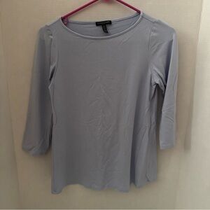 EILEEN FISHER Top Womens Size PS/PP Solid Blue Quarter Sleeve Stretch